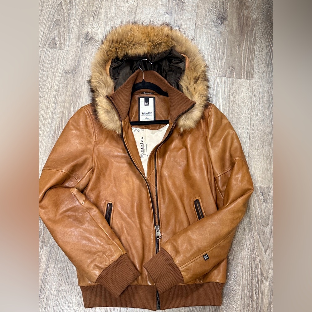 Sonia & kyo Brown Leather Jacket